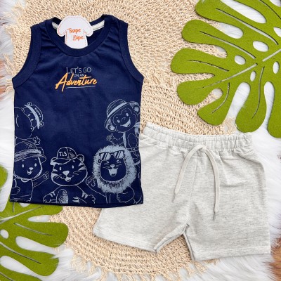 Conj. Regata Adventure Safari e Bermuda - Marinho e Mescla